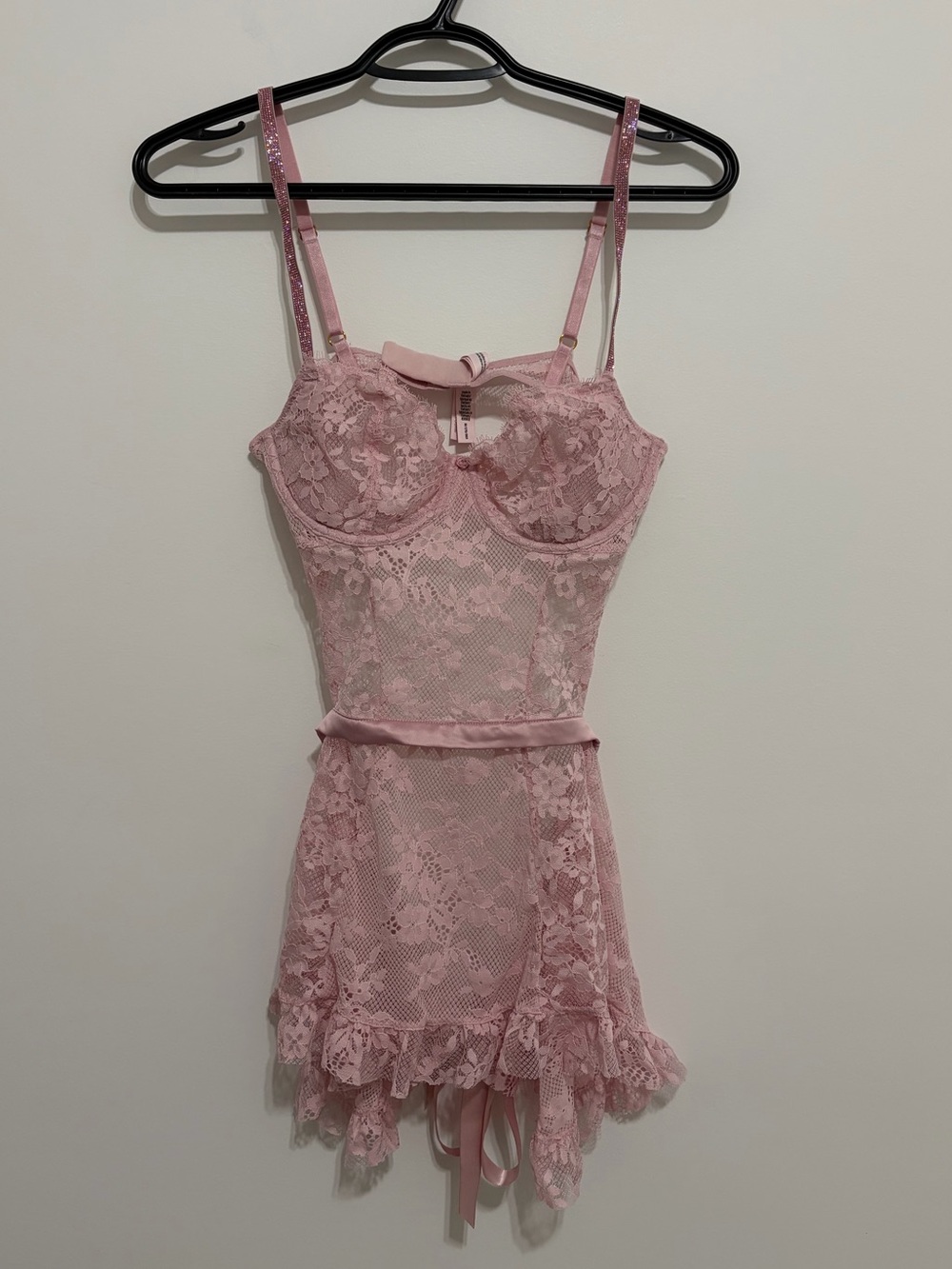 Victoria's Secret Lingerie | Pink Lace Chemise with Ruffle Hem
